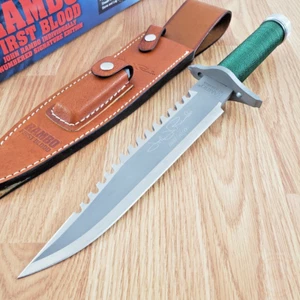 Rambo First Blood John Rambo Fixed Knife 9" Satin-Stainless Blade Cord Handle - Picture 1 of 11