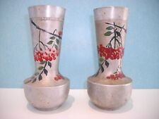 ancien pot miniature en alu - vase - décor floral peint - vers 1920-1930 à voir-