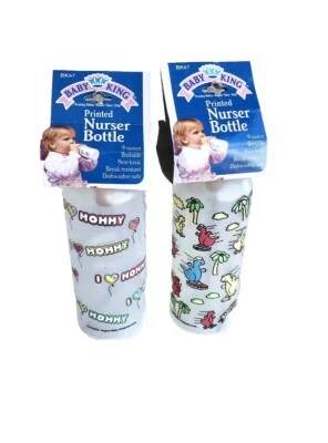 2 mamadeiras Baby King 9 oz/250 ml não tóxicas vintage anos 90 década de 1990 - Imagem 1 de 4