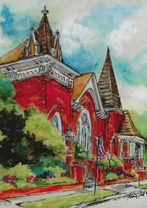 Postcard Kim Guthrie "First United Methodist Church, McKinney, TX" MINT Unused - Picture 1 of 2