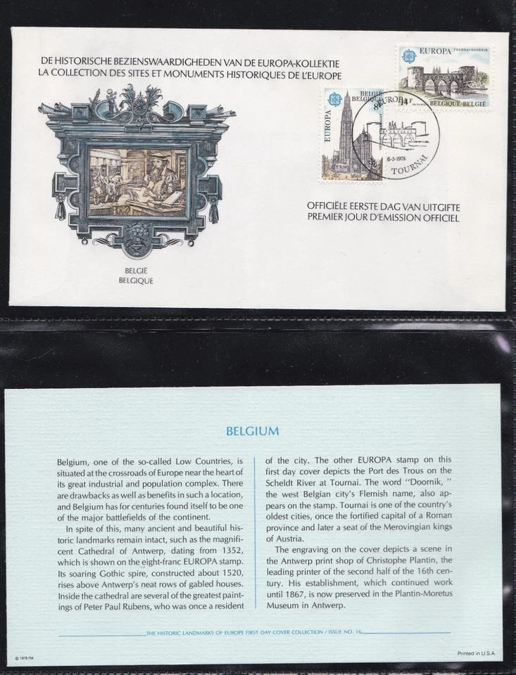 BELGIUM 1978 FIRST DAY OVERSIZED COVER EUROPA ARCHITECTURE + CARD + CACHET - Image 1 of 1