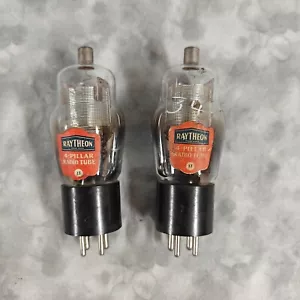 Vintage Raytheon 4-Pillar Radio Tubes 🎵 Model 34 Tested Pair - Picture 1 of 6
