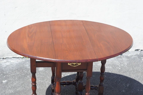 English Walnut Jacobean Drop Leaf Table 19th Century Cover