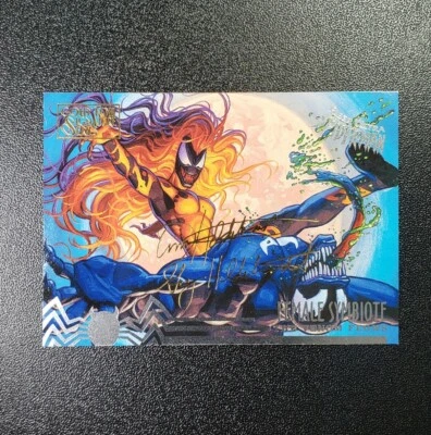 1995 Fleer Ultra Spider-Man Venom Flows Female Symbiote Gold Foil Signature #103 - Image 1 of 2