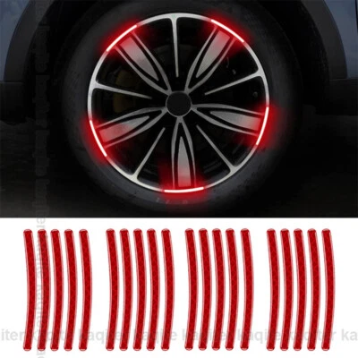 20PCS Red Reflective Car Wheel Hub Rim Stripe Tape Decal Sticker Accessories  — 第 1/4 张图片
