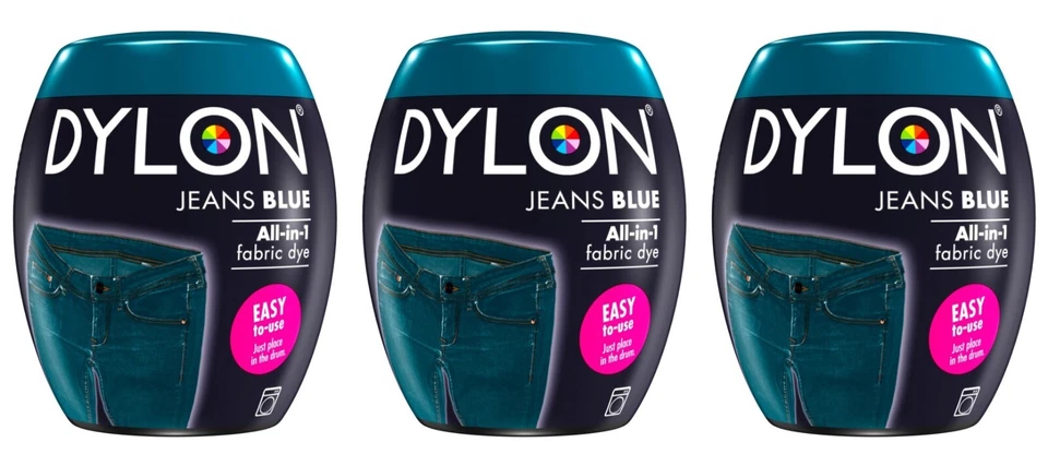 3x Dylon All-in-1 Washing Machine Fabric & Clothes Dye Pod - Jeans Blue - Image 1 of 1