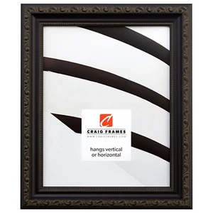 Craig Frames Ancien Ornate, 1.25" Antique Black Picture Frame - Picture 1 of 11