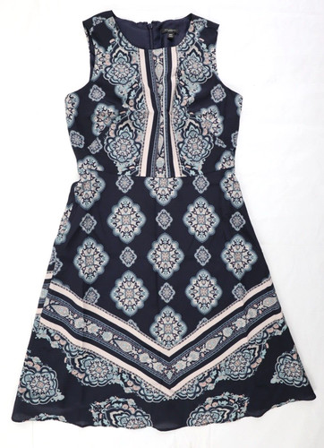 VETEMENTS Abito smanicato donna Ann Taylor Petites 00P stampa zip aderente e svasato