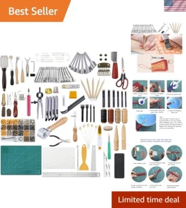 372-Piece Leather Tool Kit with Essential Supplies for Unique Creations - Picture 1 of 11