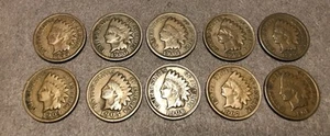 Indian Head Cents, 10 Different Dates Nice G - F - Picture 1 of 9