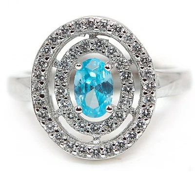 1CT Aquamarine 925 Solid Sterling Silver Ring Jewelry Sz 8 MM5-7 - Image 1 of 3