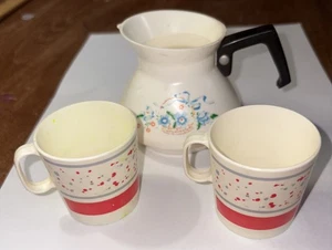 CHILTON GLOBE ALUMINUM SPECIALTY WILDFLOWER PLASTIC COFFEE POT CUP AND 2 CUPS - Picture 1 of 5