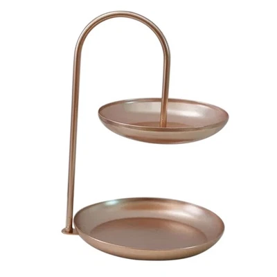 `(Rose Gold)2 Tier Iron Fruit Serving Tray Waterproof Multi Tier Storage Platt - Image 1 of 4