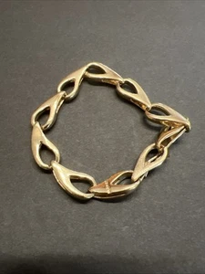 Vintage Monet goldfarbenes Gliederarmband 7" Faltschließe Schmuck Nachlass signiert - Bild 1 von 5