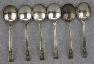 6 Oneida Community Coronation Hampton Court Round Cream Soup Spoon 6 1/8" Flatwe - Picture 1 of 9