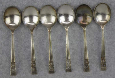 6 Oneida Community Coronation Hampton Court Round Cream Soup Spoon 6 1/8" Flatwe - Image 1 of 4