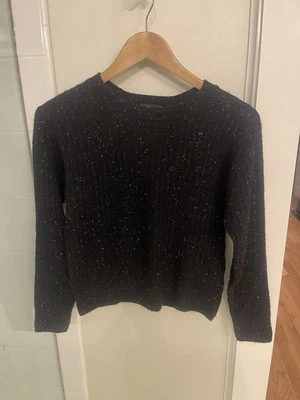 Suéter para mujer LINE THE LABEL negro moteado 100 % cachemir talla S Foto 1 de 4