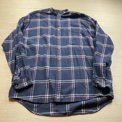 Vintage Structure Flannel 90s Shirt Band Collar Mandarin L Men’s Blue Purple - Image 1 of 4
