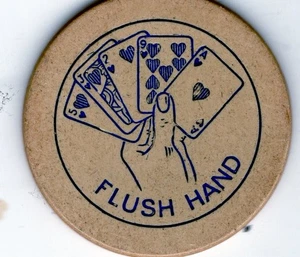 Antique Poker Chip: Engraved Flush Hand White - Picture 1 of 2