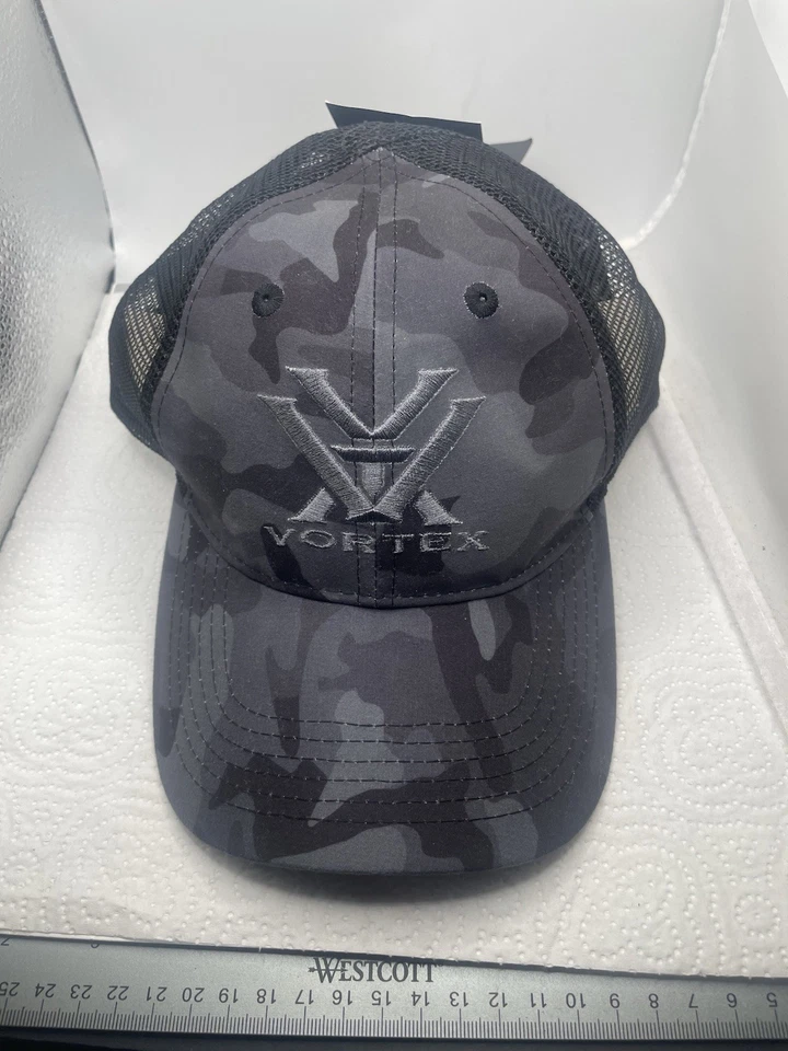 Vortex Optics Logo Cap Hat Black Camo Mesh Back NWT SnapBack OSFA - Image 1 of 4