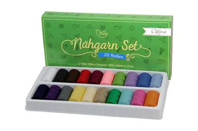 Allzweck Nägarn Set 20 Rollen x 500m Lauflänge x 40 S/2 Syngarn Farb Mix Garn - Bild 1 von 2