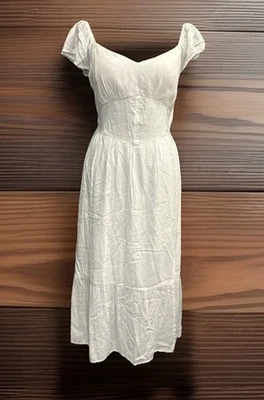 Новый с Ярлыками Hollister белый Hi-low крестом задней стороне разрез Maiden платье с подкладкой большой - Изображение 1 из 4