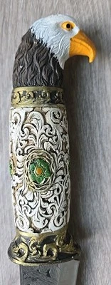 Engraved Bald Eagle Handled 8" Butcher Hunting Knife Mexican Decor Blade - Image 1 of 4