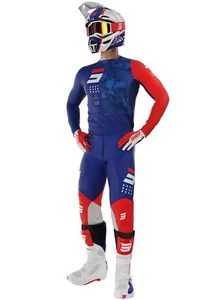 TUTA COMPLETO CROSS ENDURO MAGLIA PANTALONI SHOT CONTACT CAMO 2 BLU RED - Imagen 1 de 34
