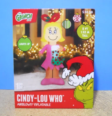 The Grinch Cindy Lou Who 5 Ft Airblown Inflatable Christmas Decor Gemmy Light Up