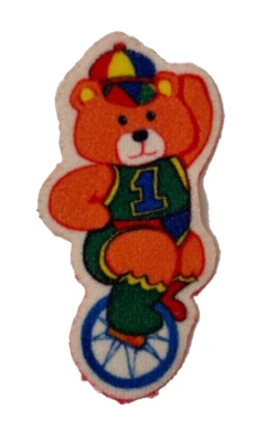 Circus Teddy Bear Unicycle Felt Applique Patch VTG Hat #1 Outfit Colorful - Image 1 of 2