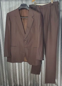 Vintage "Take Six New York" made in Italy Men's Brown Striped Suit 56R Italian - Picture 1 of 21