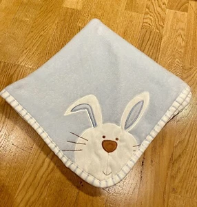 Pitter Patter Boy Girl Blue White Bunny Rabbit Baby Blanket Lovey, 30”x 30”,Soft - Picture 1 of 5