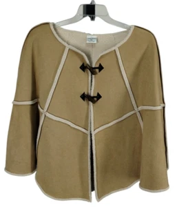 Preston & York Cape Poncho Jacket Tan Faux Suede & Sherpa OSFA One Size - Picture 1 of 13