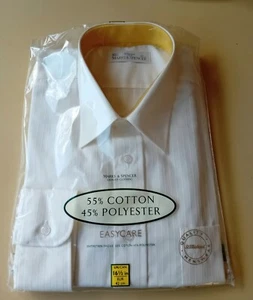 Vintage 70s Men's Cream Shirt Marks & Spencer St Michael Size 16 1/2 Collar NEW - Picture 1 of 4