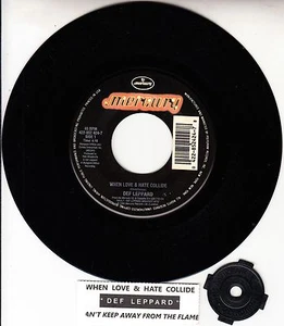 DEF LEPPARD When Love & Hate Collide 7" 45 rpm record + juke box strip RARE! - Picture 1 of 1