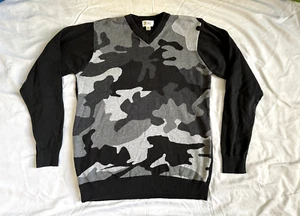 Children's Place Big Boys Grey Camouflage Jacquard V-neck sweater size XL 14 EUC - Picture 1 of 11