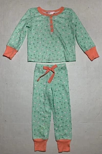 American Girl Beforever Pajama Set Girls Size XS Green Coral - Picture 1 of 6