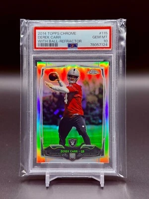 Derek Carr 2014 Topps cromo #115 RC novato con refractor de bola PA 10 GEMA COMO NUEVO Foto 1 de 2