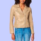 BLANK NYC Semi Fitted Vegan Leather biker jacket Natural Light-Size Small