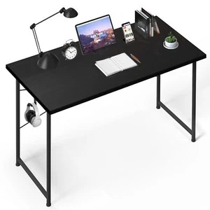 YSSOA 47 Inches Small Space Desk with Earphone Hook, Black/White  - Picture 1 of 14