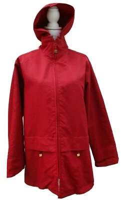 Chaqueta de Lluvia de Viaje SANYO Nueva York Capucha con Cremallera Talla L/46 Rojo Oscuro Impermeable Foto 1 de 4