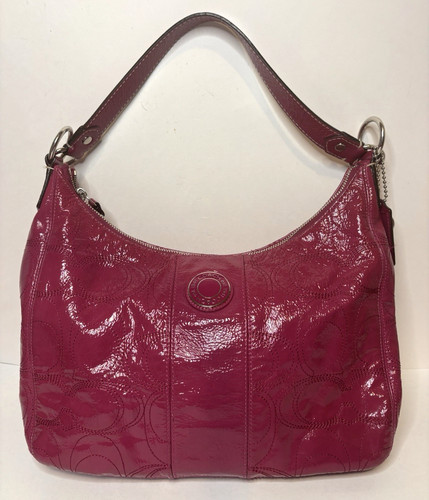 Borsa a tracolla Coach 1941 F19282 in pelle rosa magenta punto C con zip superiore