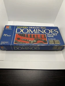 Vintage Wooden Dominoes Dragon Double Nine Milton Bradley Wooden Dragon MB - Picture 1 of 3