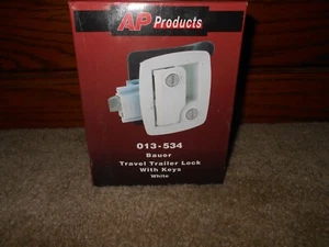 NUEVO Bauer AP Products 013-534 cerradura de remolque de viaje con llaves blanco - Imagen 1 de 3