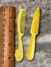Vintage Barbie Doll Yellow Hair Comb And Brush Made In The Philippines