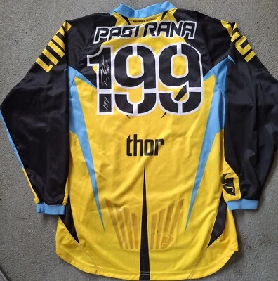 Camiseta deportiva firmada por Travis Pastrana #199 Thor Core - mediana - amarilla y azul Foto 1 de 4
