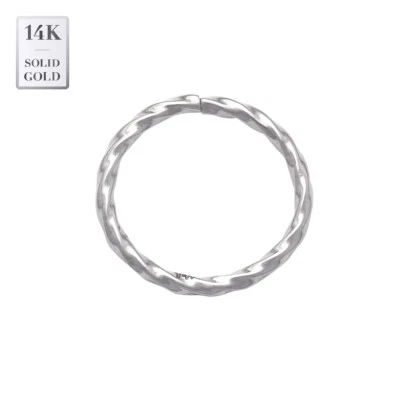 Anillo de aro de cuerpo de tabique continuo retorcido de oro macizo de 14K cartílago nariz 20G Foto 1 de 4