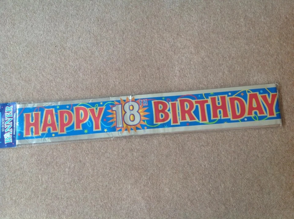 Happy 18th Birthday 3.66m/12' shiny  banner - Image 1 of 1
