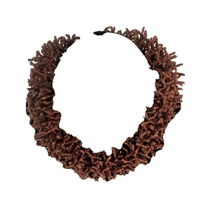 Vintage Retro Statement Collar Brown Seed Bead Coral Style Necklace Jewelry G001 - Picture 1 of 3