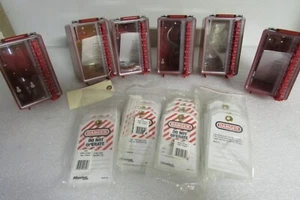 Master Lock-Brady Tagout Lock Out Compact Red Box's-Hasps Safety Tags Mixed Lot - Picture 1 of 5